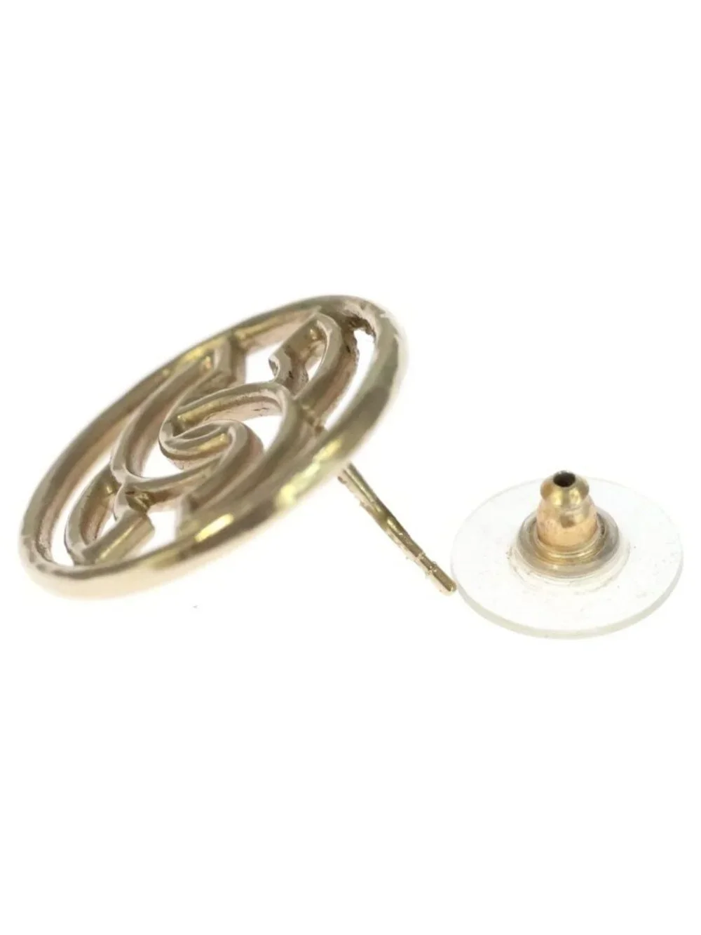 Chanel CC Logo Round Earrings Gold